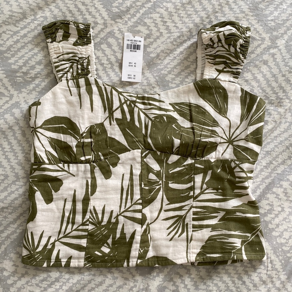 Abercrombie and Fitch Linen-Blend Scrunchie Strap Corset Top